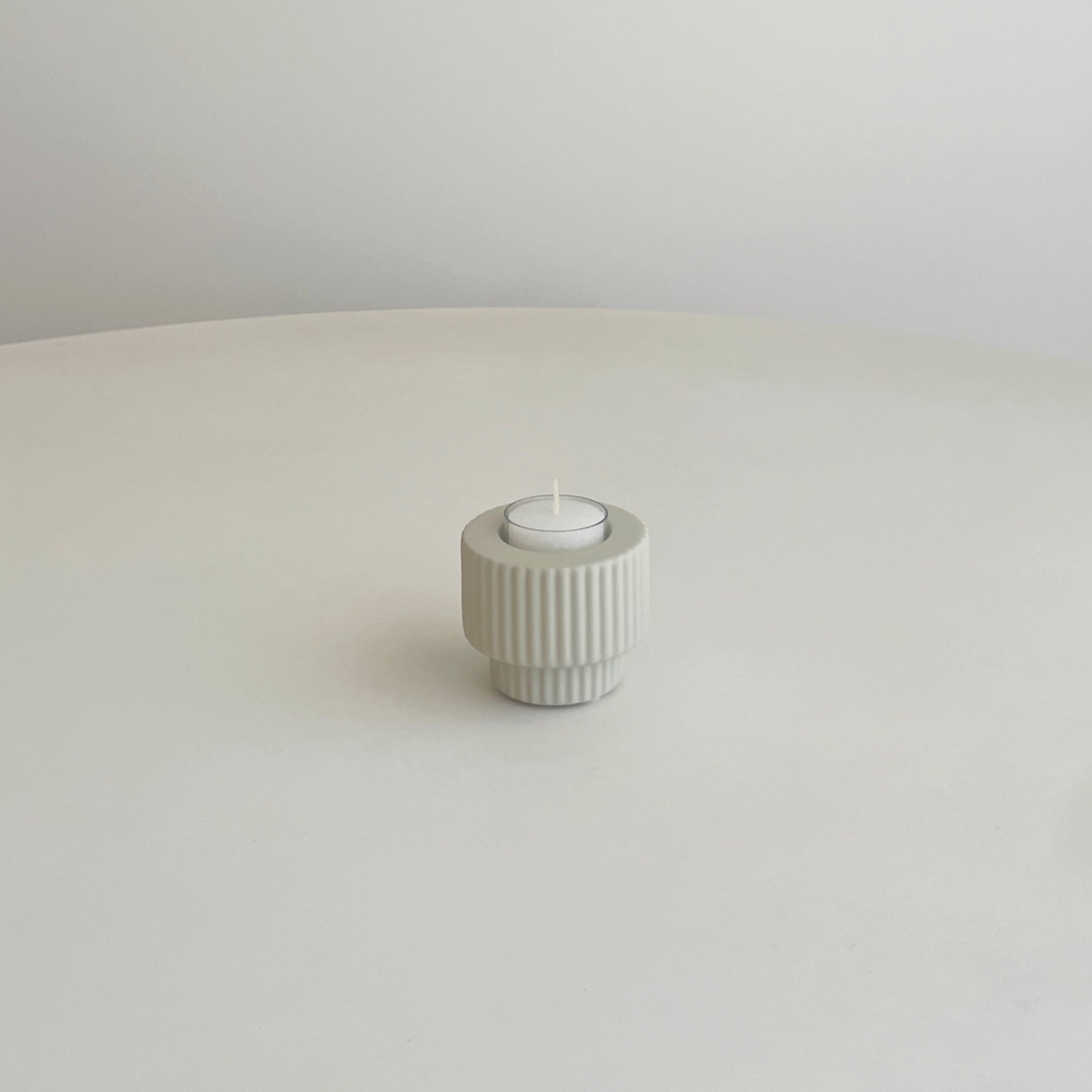 Ceramic Ribbed Tealight Candle Holder